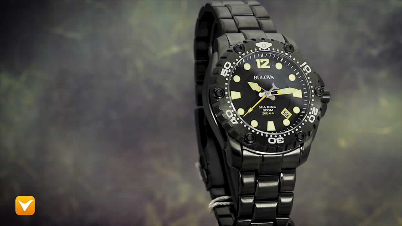 Bulova 98B242 Bulova Sea King Ultra High Frequency Diver Black IP Black Yellow Dial