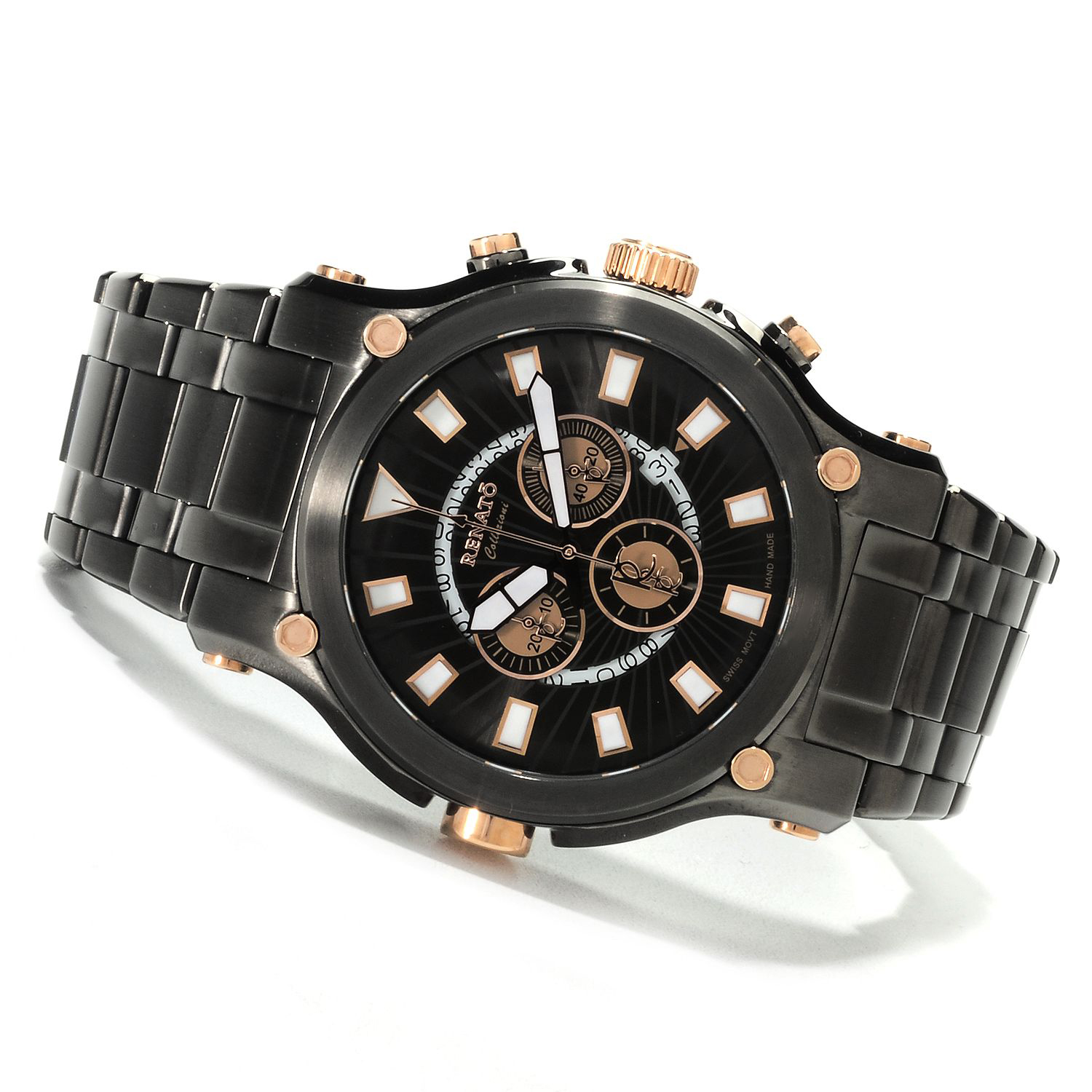 Renato 50CGR-A-50CGR-5040D Renato Robusto 50 Swiss Chronograph Gunmetal Rose Gold Accents