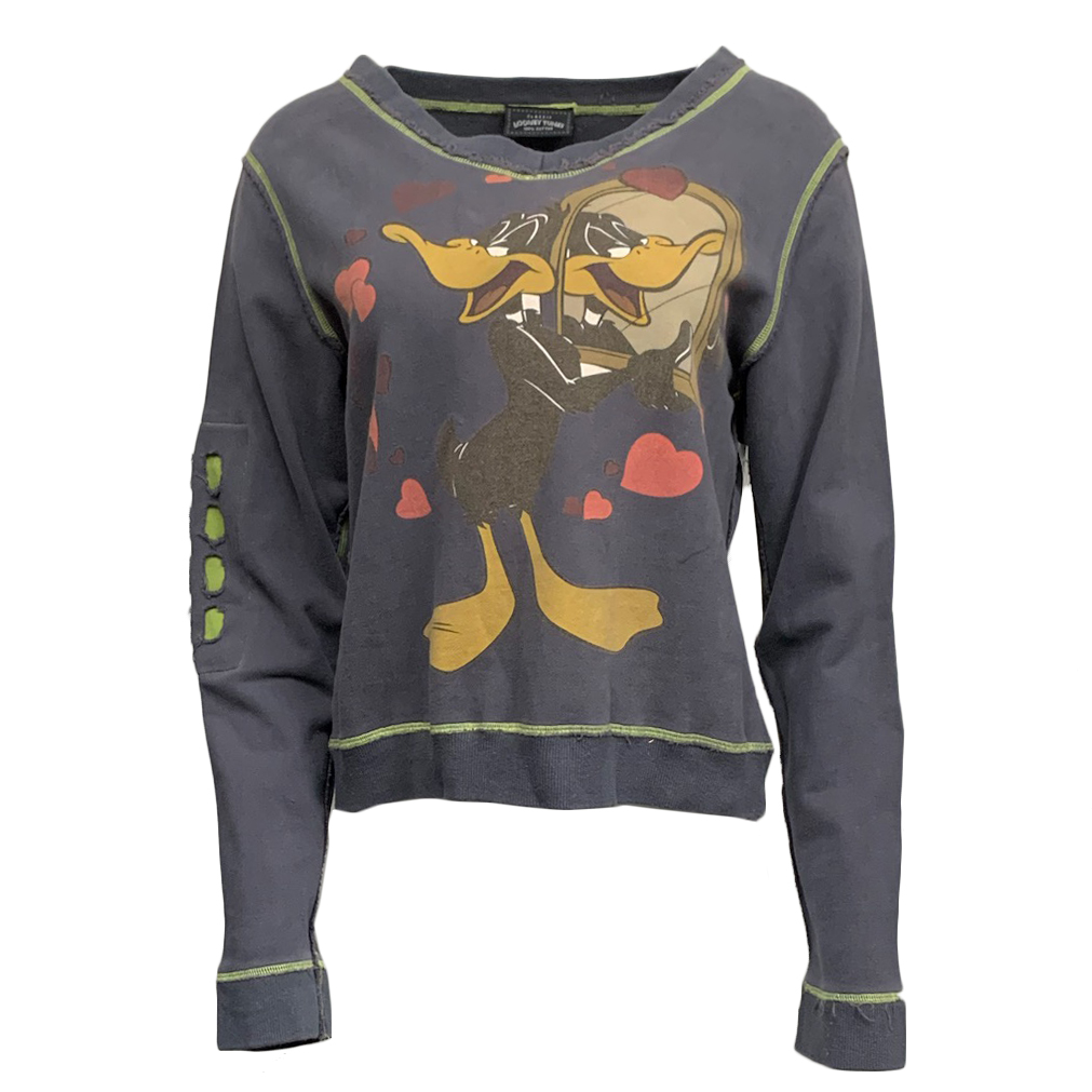 Looney Tunes PTS103-DAFFYD-CHARCOAL Classic Looney Tunes Sweater Daffy Duck - Charcoal