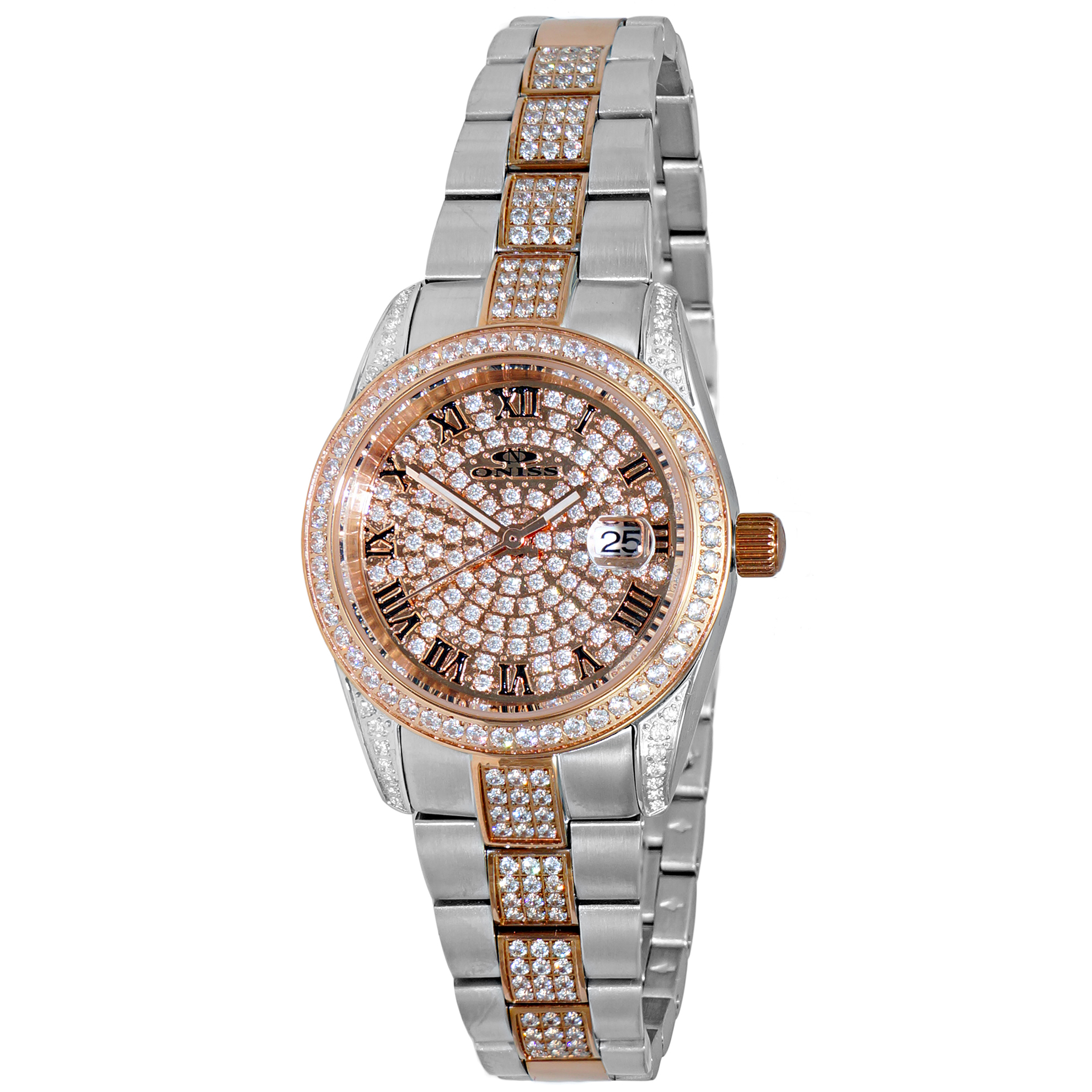 Oniss ON3880-2TRG Oniss Ladies RXC Collection Rose Gold Plated Simulated Diamonds