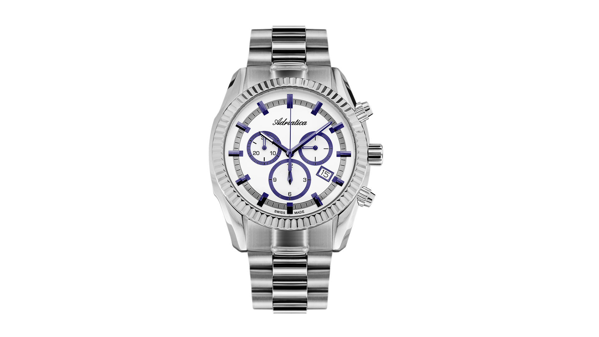 A8210.51B3CH Adriatica 8210 JB 42mm Silver Dial Chronograph Stainless Steel Case  Sapphire Crystal