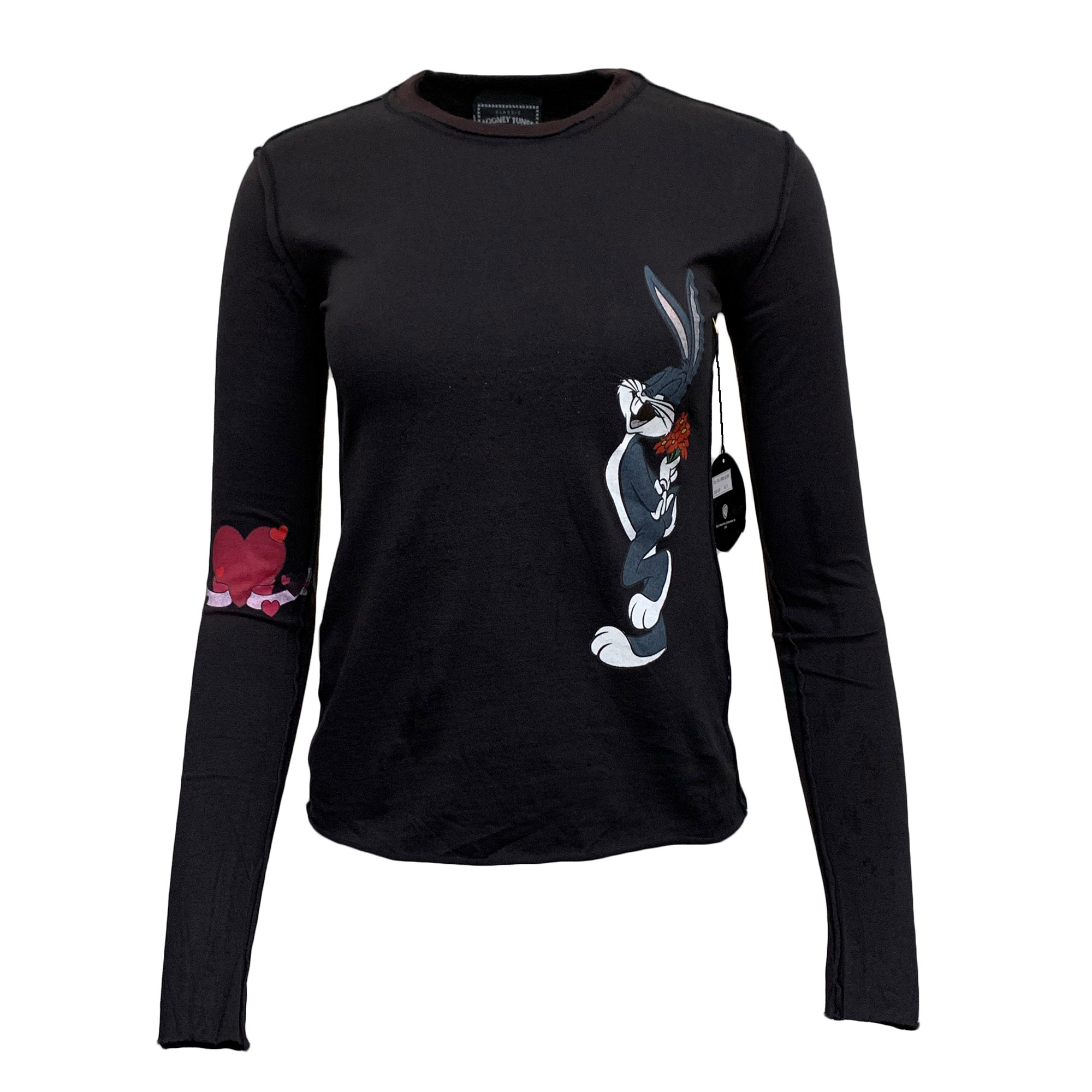 Looney Tunes PTS94-BB-BLACK Looney Tunes Women's Bugs Bunny Long Sleeve T-Shirt Black