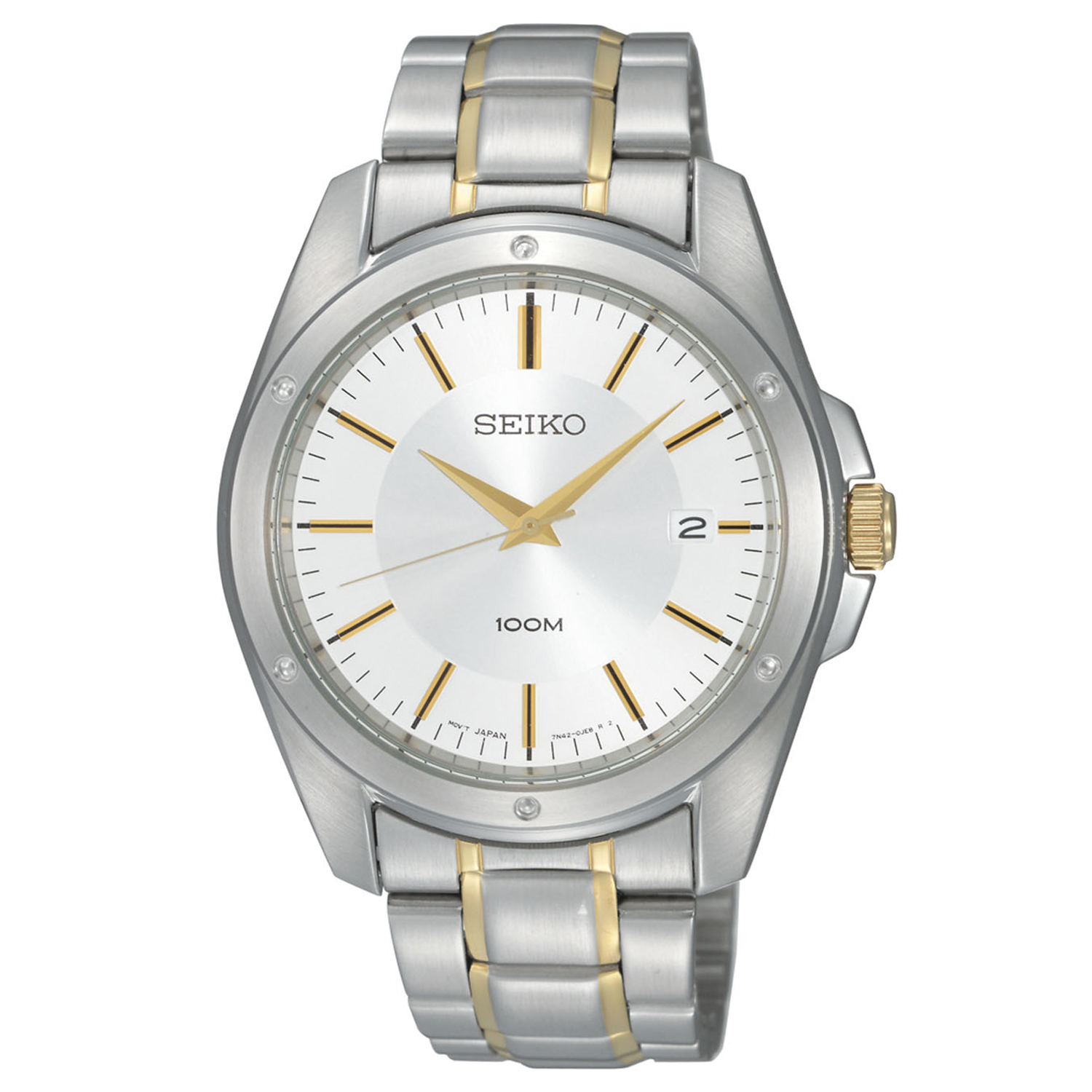 Seiko SGEF83 Seiko Men's Two-Tone Bracelet White Dial Watch
