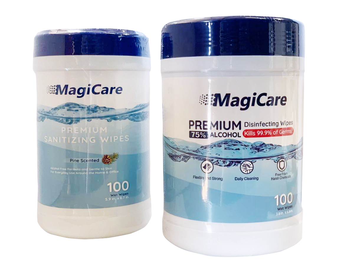 Magicare EPA Registered 75% Alcohol 12 Bottles of 100pcs 7.9x5.9 inch Premium Disinfect, Price: $130