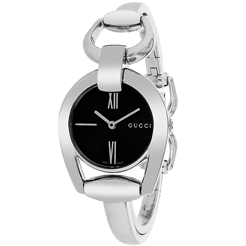 YA139503 Gucci Womens Horesebit YA139503 Silver Band Black MOP Dial