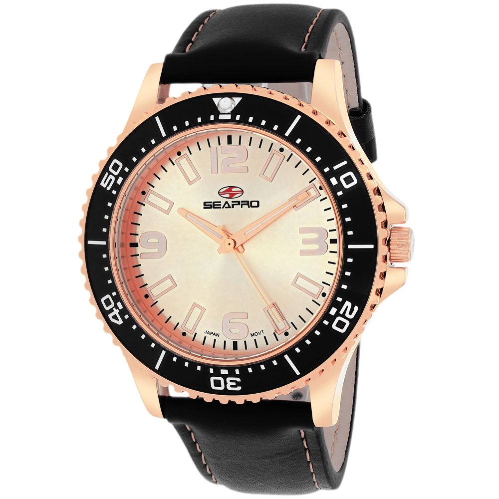 SP5314 Seapro Mens Tideway Black Band Rose Gold Dial