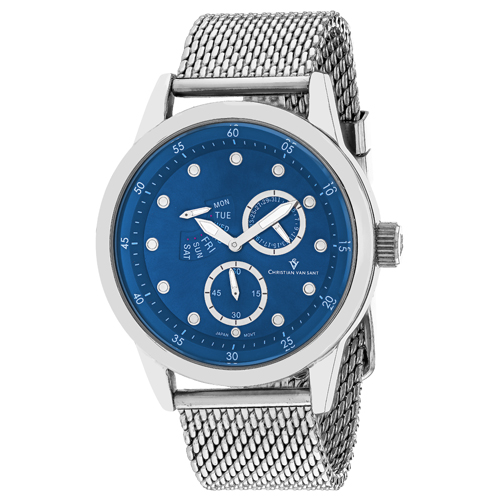 CV8712 Christian Van Sant Mens Rio Silver Band Blue Dial