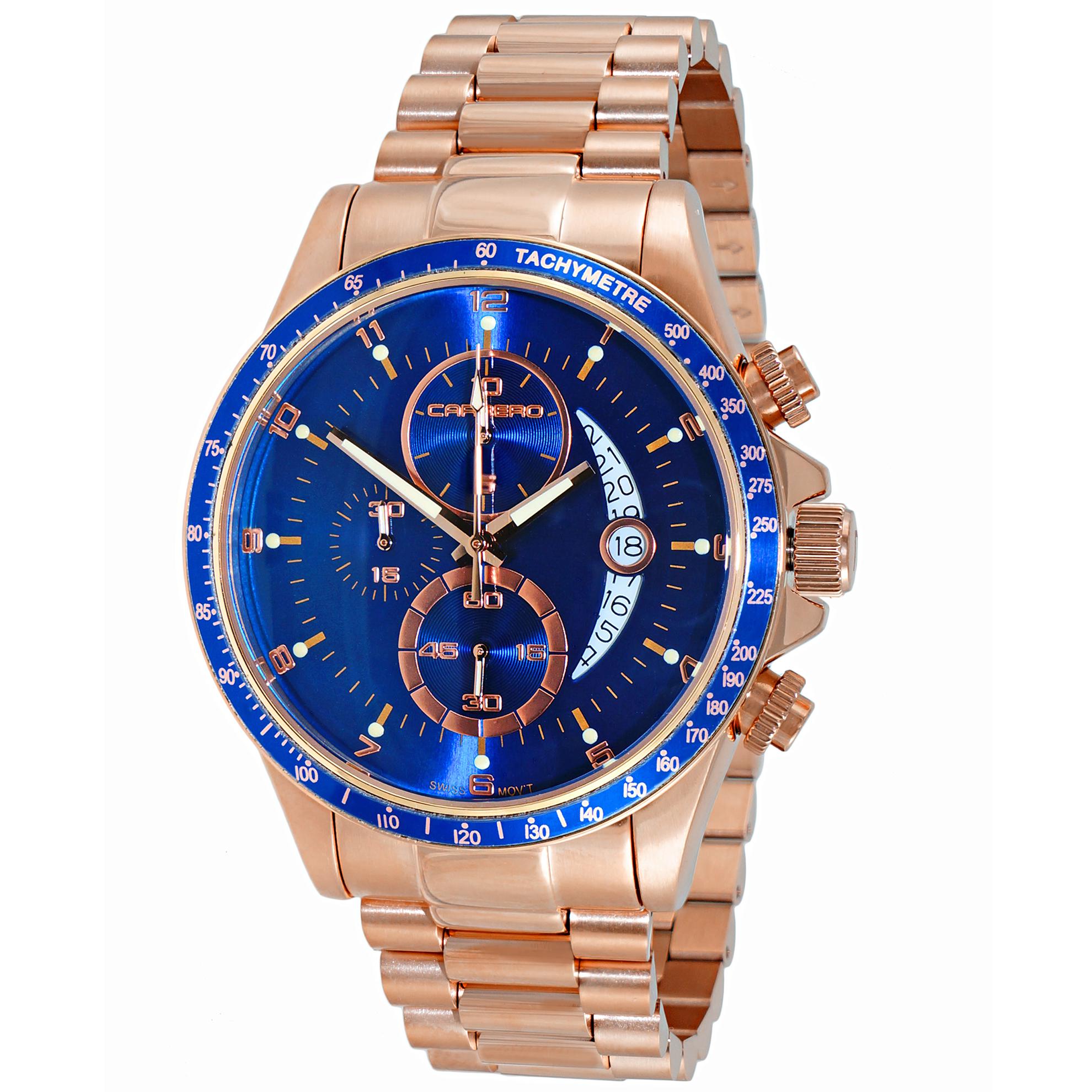 Carrero C1R111BU Carrero Catania R1 Limited Edition Swiss Chronograph Rose Gold Blue