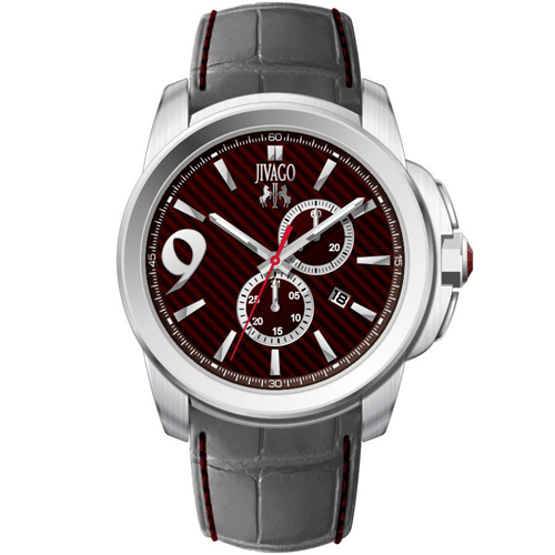 JV1516 Jivago Mens Gliese Grey Band Maroon Dial