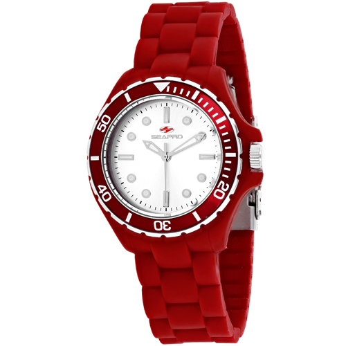 SP3214 Seapro Womens Spring Red Band Silver Dial