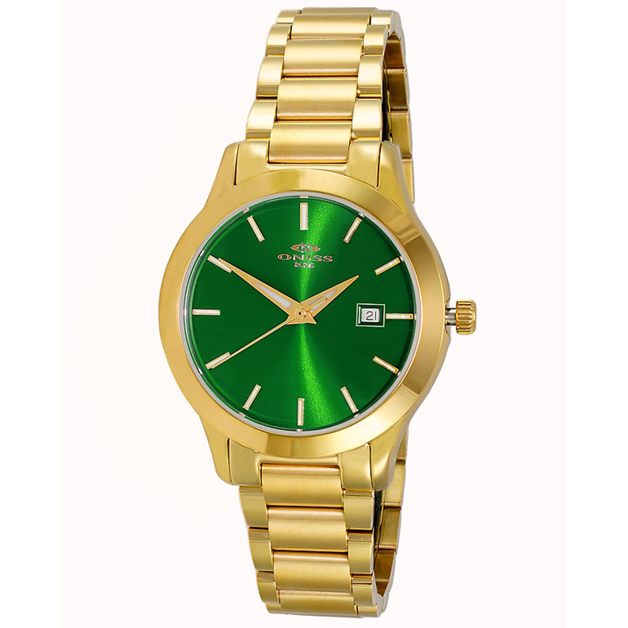 Oniss ON4441-LGGN Oniss Swiss Ladies Gold Tone Green Dial
