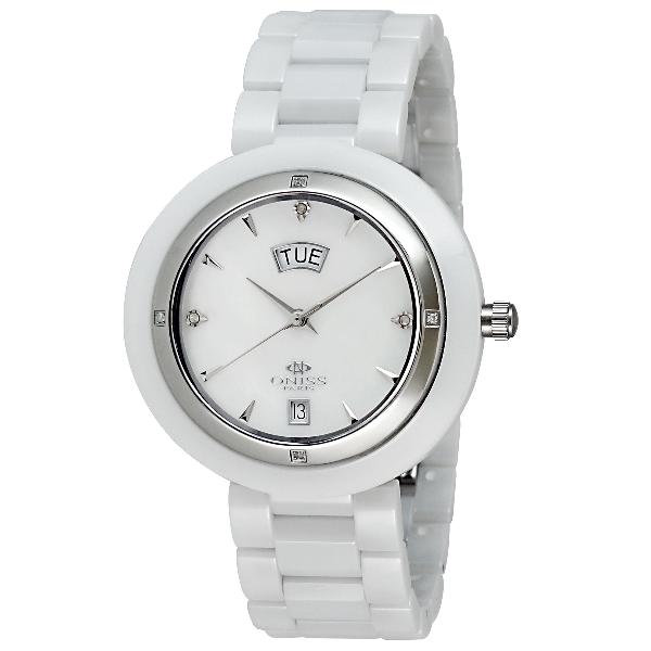 Oniss Unique White Ceramic Silver Tone White MOP, Price: $189