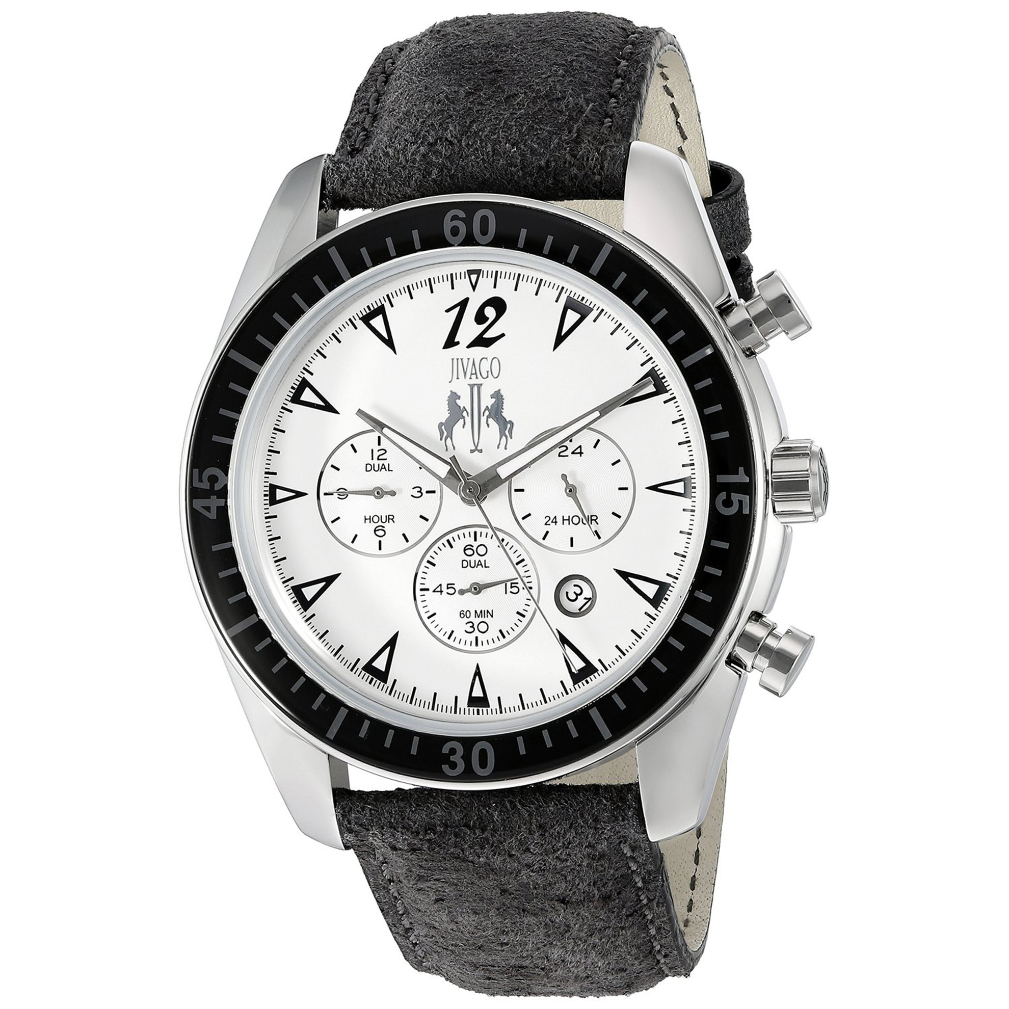 Jivago JV4510 Jivago Men's Timeless Dual Time Silver Dial Black Strap