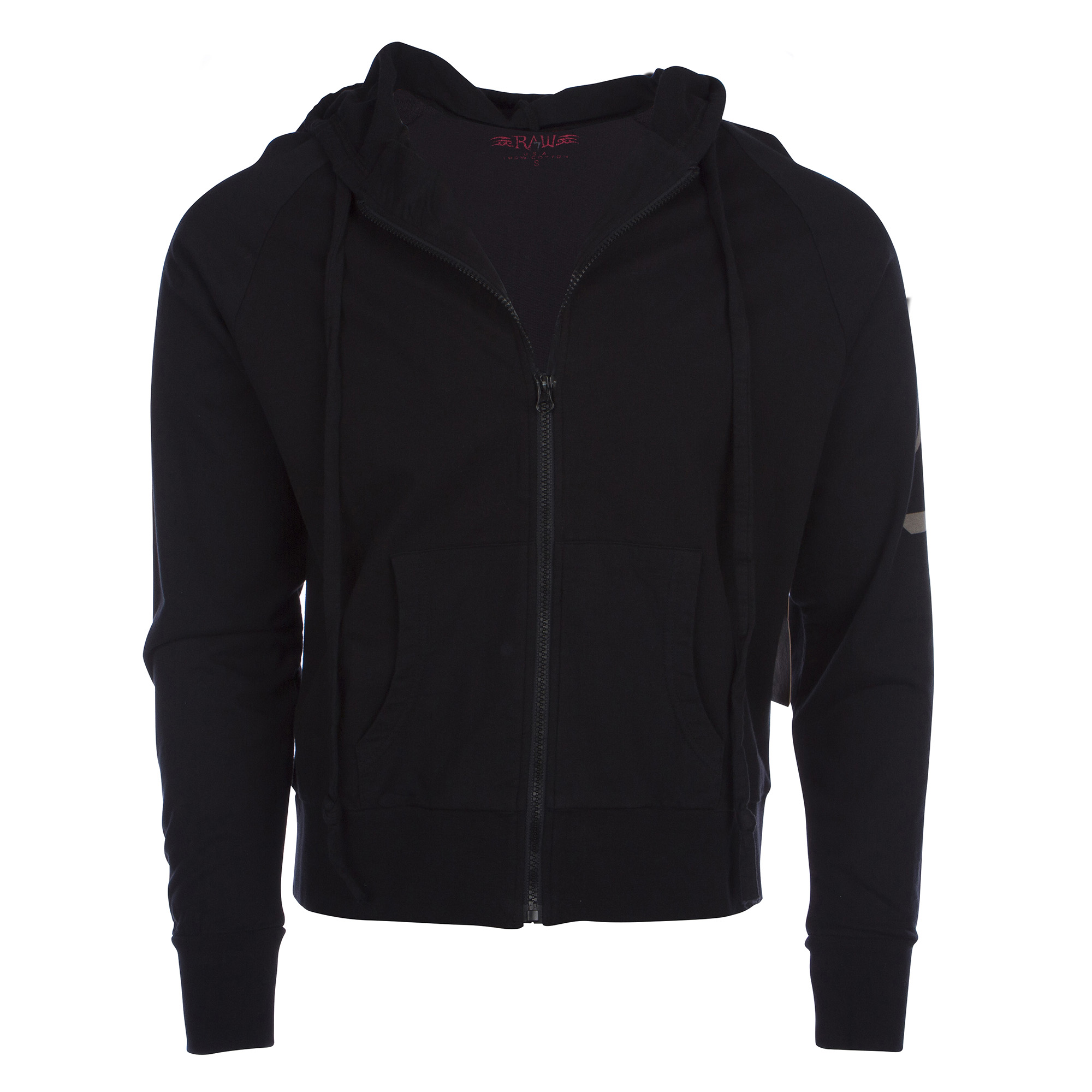 RAW 7 P09A05-LIFE Raw7 Men's Black Zip Hoodie Sweater with Chinese Symbol for Life