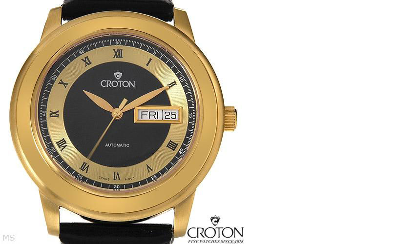 Sold out 01221354 CROTON CR307809BSBK Brand New Gentlemens Date