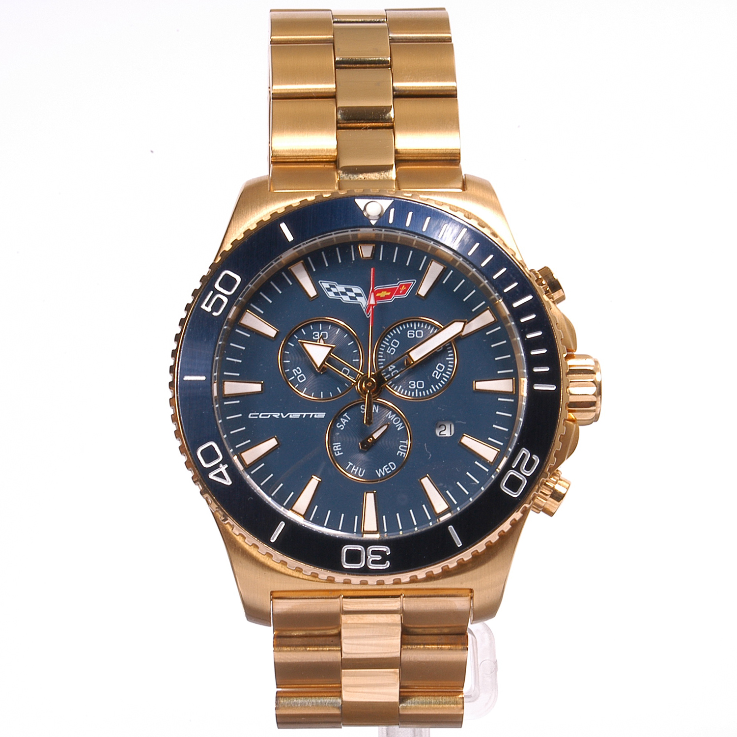 AKCR215-G Corvette 215 Swiss Chrono Collection Blue Dial Gold Tone