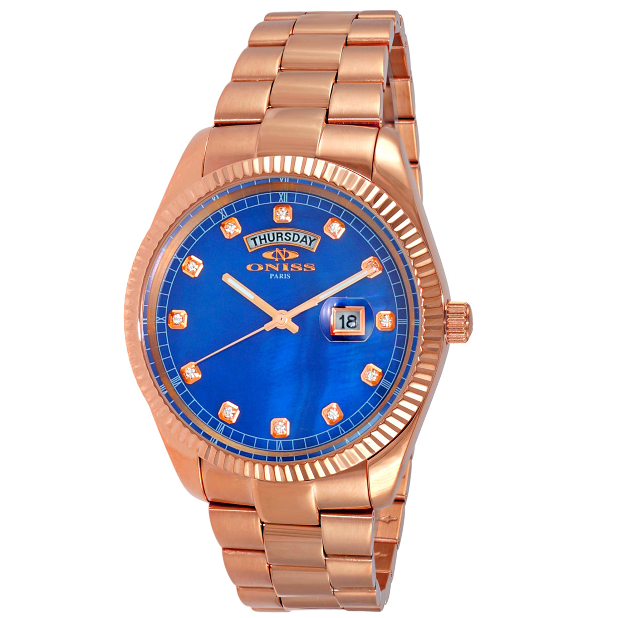 Oniss ON3881-RGBU Oniss RX Day Date Rose Gold Blue MOP Dial