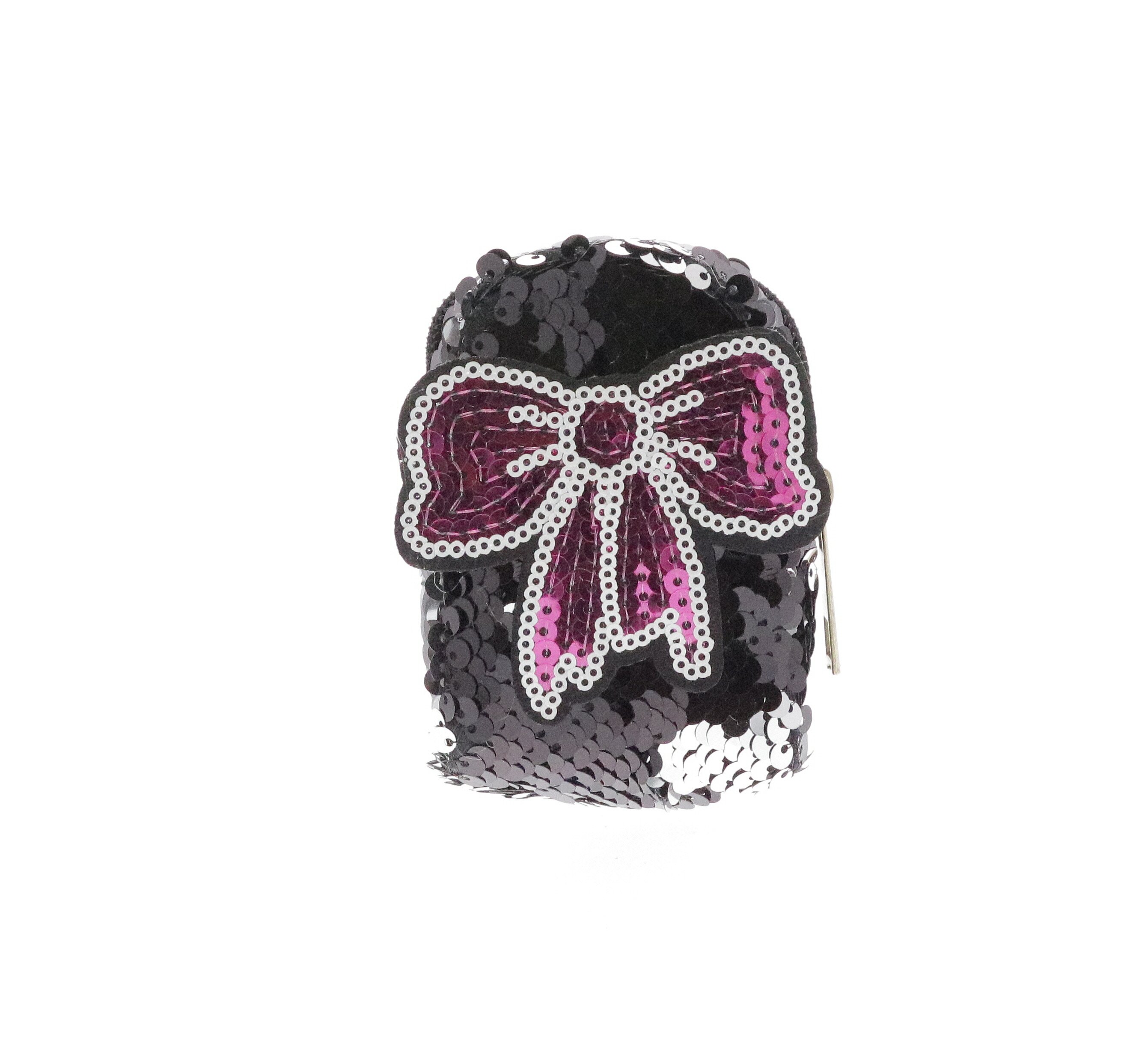 6661-T-Teal Raw 7 by Doe A Dear Sequinned Pink Bow Coin Purse Key Chain 6661-T-Teal