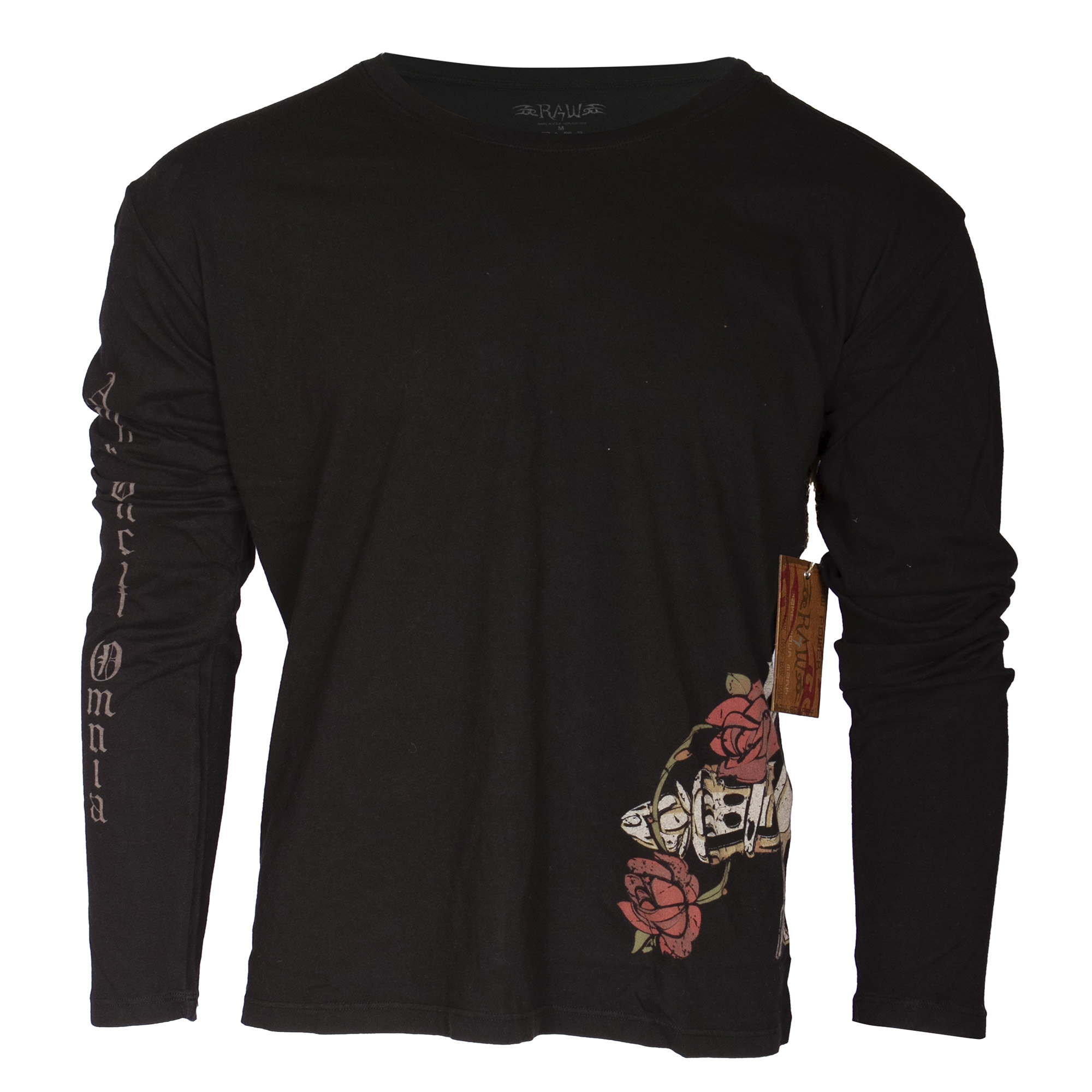 R7WT309-DAGGER-BLK Raw7 Mens Long Sleeved T-Shirt, Amor Vincit Omnia - Black