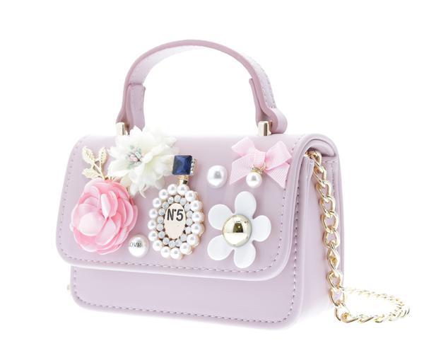 B9561Pink-DefaultTitle Raw 7 by Doe A Dear Top handle purse with flower appliques - Pink