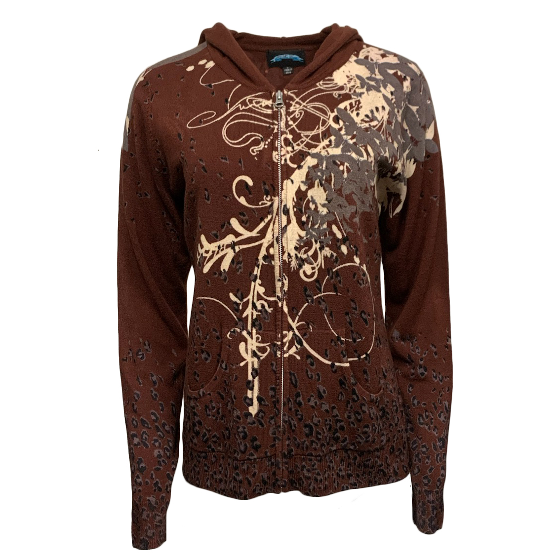 Till The End T09A02B-BUTTERFLY-BROWN Till The End By Raw7 Women's Acrylic Zip Hoodie Butterfly - Brown