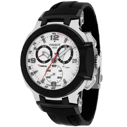 T0484172703700 Tissot T-Race Swiss Chronograph White Dial Black Rubber Strap