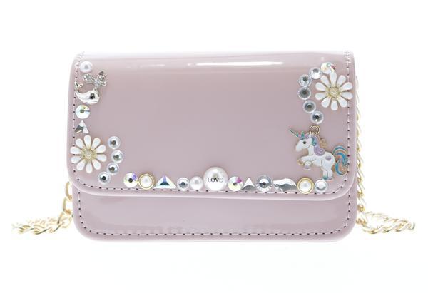 Raw 7 by Doe A Dear Patent crossbody purse with Charms - Pink, Price: $52