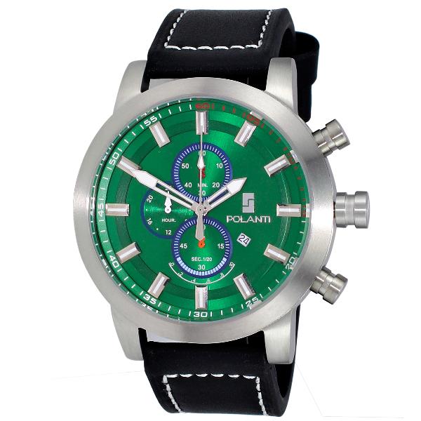 Polanti Retrograde Chronograph Green Dial Black Leather Strap, Price: $269