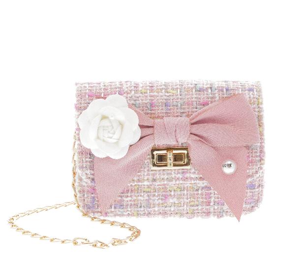 Raw 7 by Doe A Dear Mini Boucle Bow Front Cross Body Bag - Pink, Price: $46