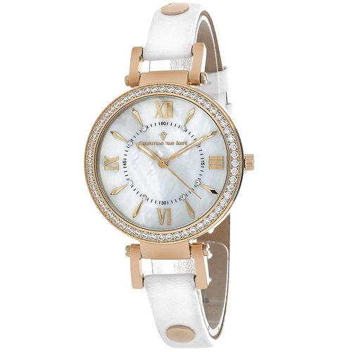 CV8131 Christian Van Sant Womens Petite White Band White MOP Dial