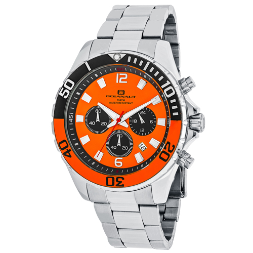 OC2522 Oceanaut Mens Sevilla Silver Band Orange Dial