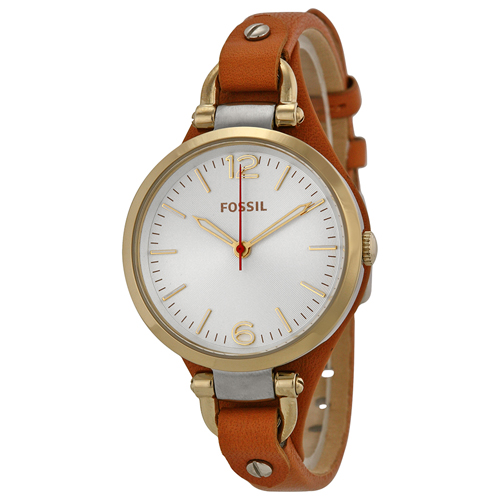 ES3565 Fossil Womens Georgia Brown Band Silver Dial