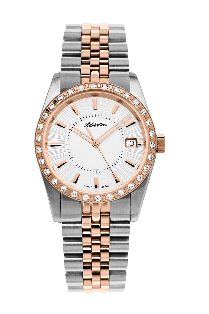Adriatica A3801.R113QZ Adriatica Women 3801 CJ 35mm Rose Gold Champ Dial  Swiss Made  Champ Dial  Mineral Glass