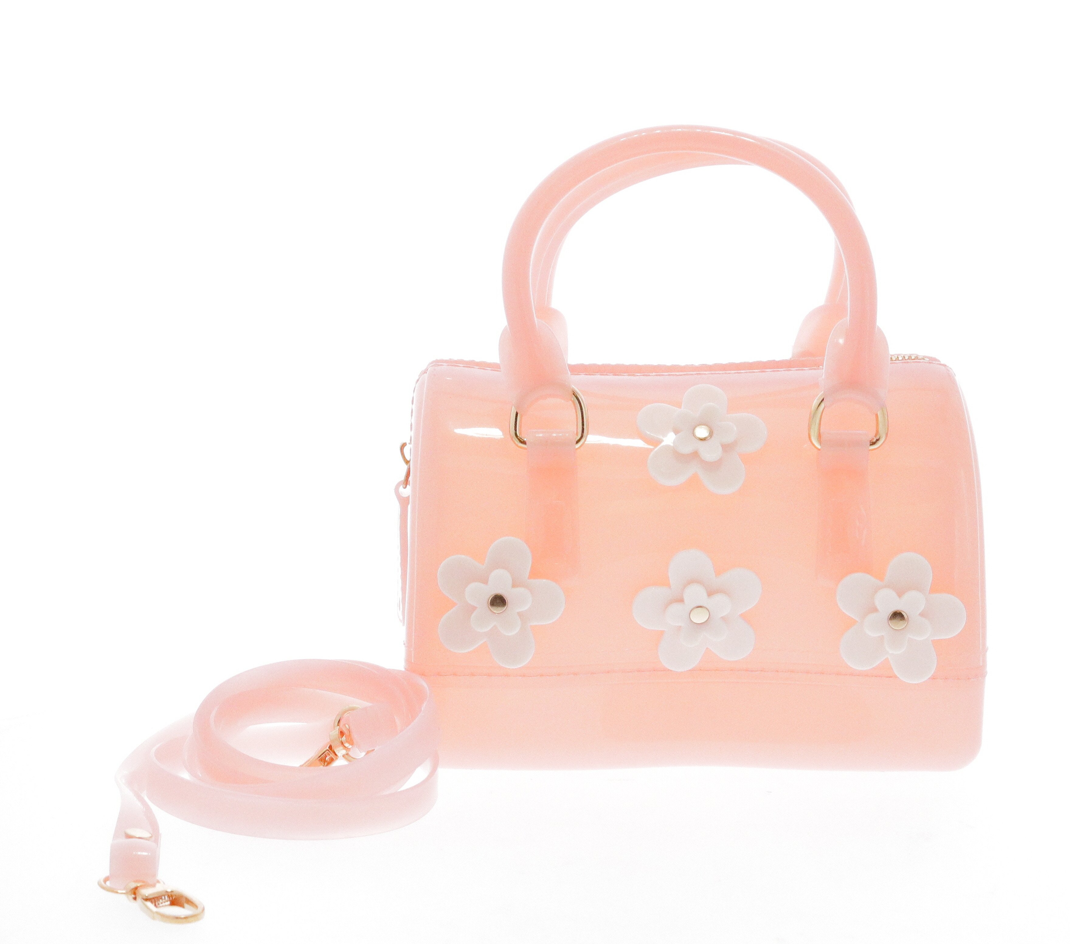 B3912-PinkLemonade Raw 7 by Doe A Dear Flowers Barrel Jelly Hand Bag in Pink Lemonade