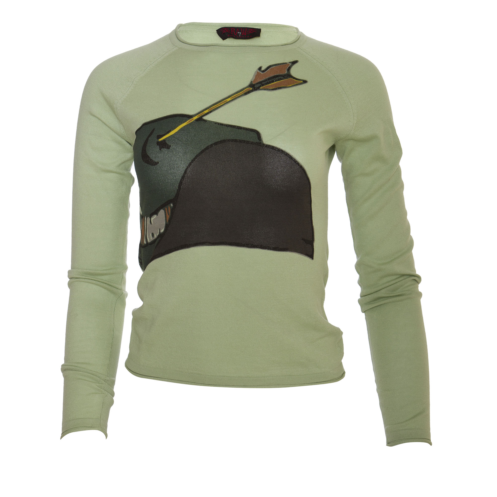 RAW 7 PTS43-GREEN-HAT Raw7 Women's Wild Bill Long Sleeved T-Shirt - Green