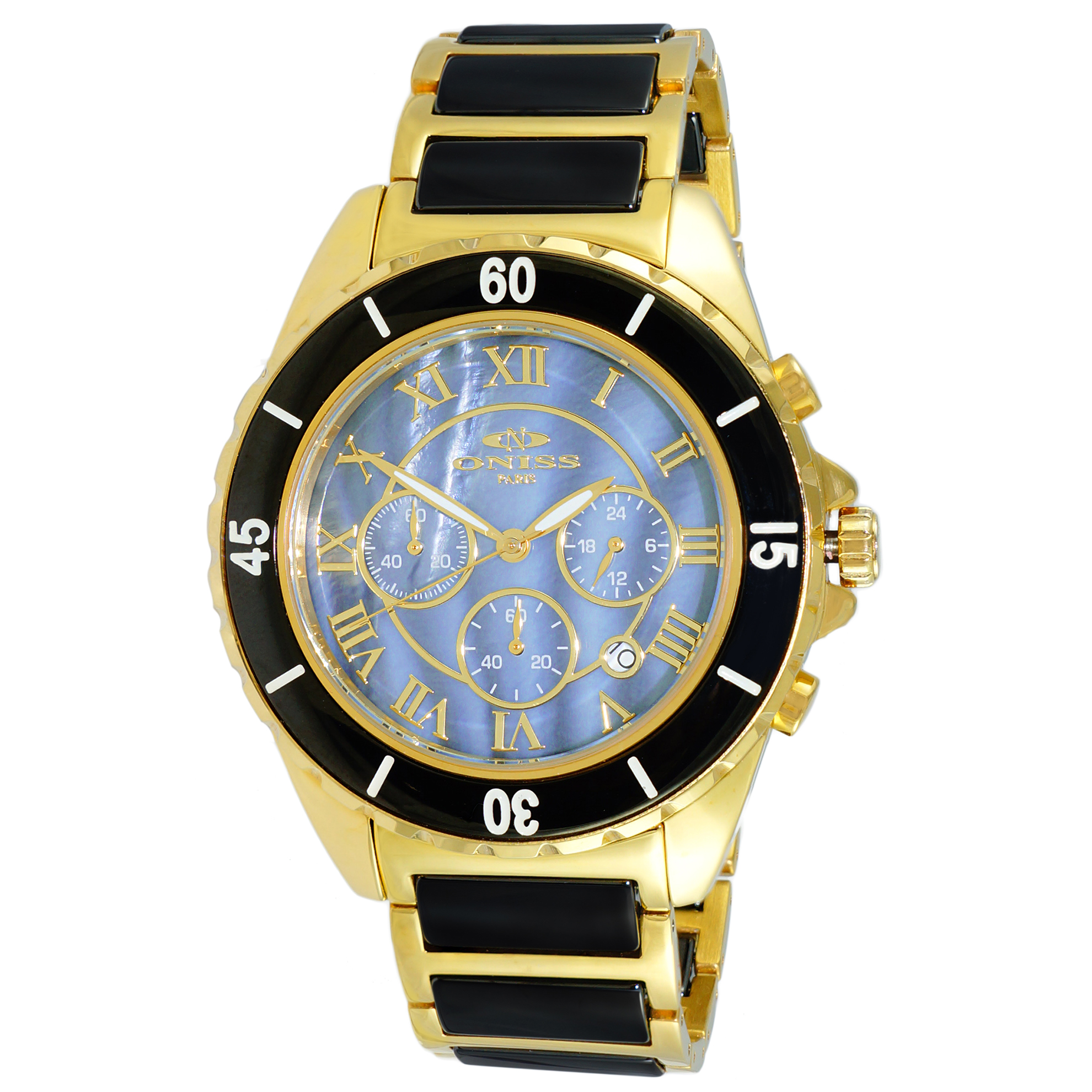 Oniss ON8500-22 Oniss Chronograph Gold/Black Ceramic Blue MOP Dial