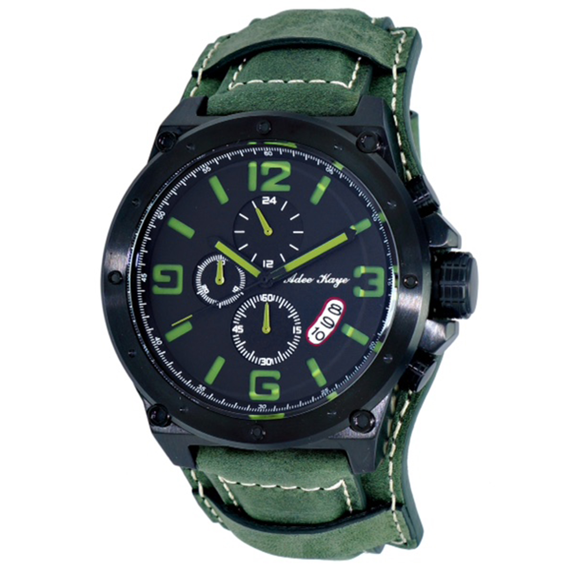 Adee Kaye AK8896-MGN Adee Kaye Chrono STR with Custom layered Strap Green Dial