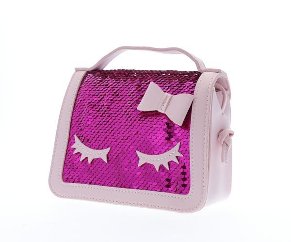 B9562Fuschia-DefaultTitle Raw 7 by Doe A Dear Sequined top handle purse with eyelashes - Fuschia