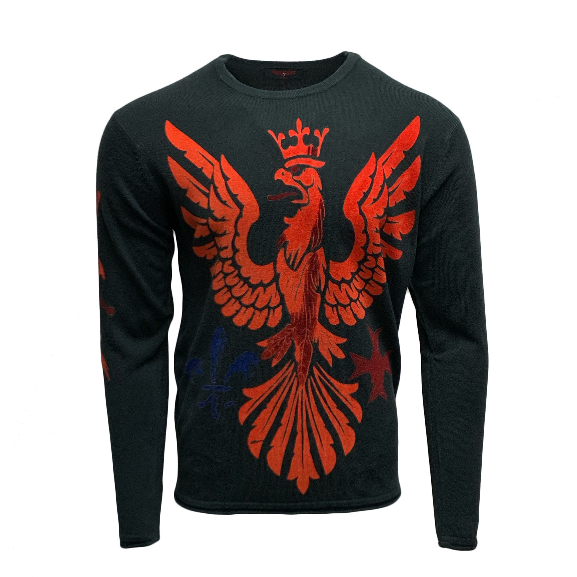 RAW 7 G09H03-ROYAL-EAGLE RAW7 Men's Crewneck Sweater Royal Eagle Design - Charcoal