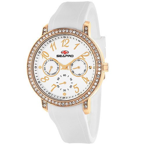 SP4412 Seapro Womens Swell White Band Silver Dial