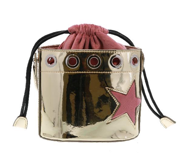 Raw 7 by Doe A Dear Metallic Strawstring Top Handle Bucket Purse with Star B9541-OS-GOLD, Price: $59