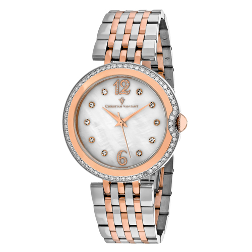 CV1613 Christian Van Sant Womens Jasmine Two-tone Rose gold and silver tone Band White MOP Dial