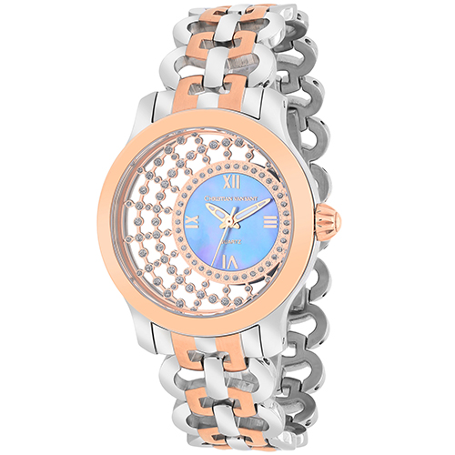 CV4414 Christian Van Sant Womens Delicate Two-tone Silver & Rose Gold Band Purple MOP Dial