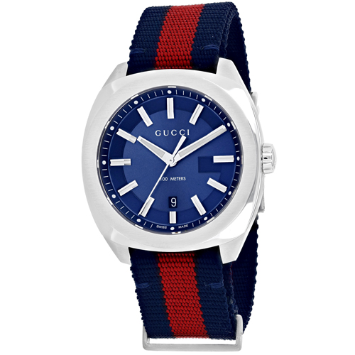 YA142304 Gucci Mens GG2570 YA142304 Blue and Red Band Blue Dial
