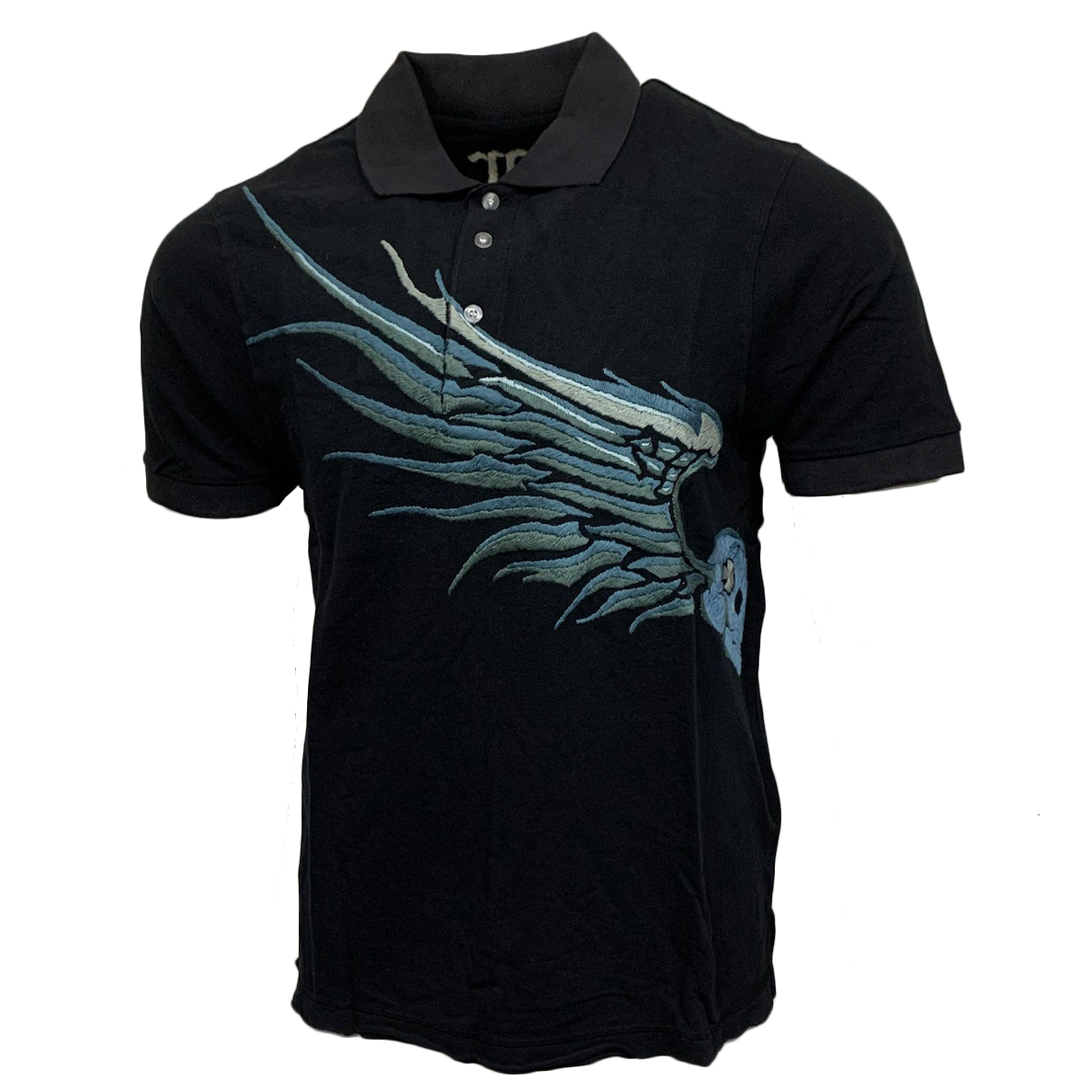 RAW 7 PL91-SKULLWING-BLKBU Raw7 Men's Polo Shirt Skullwing - Black