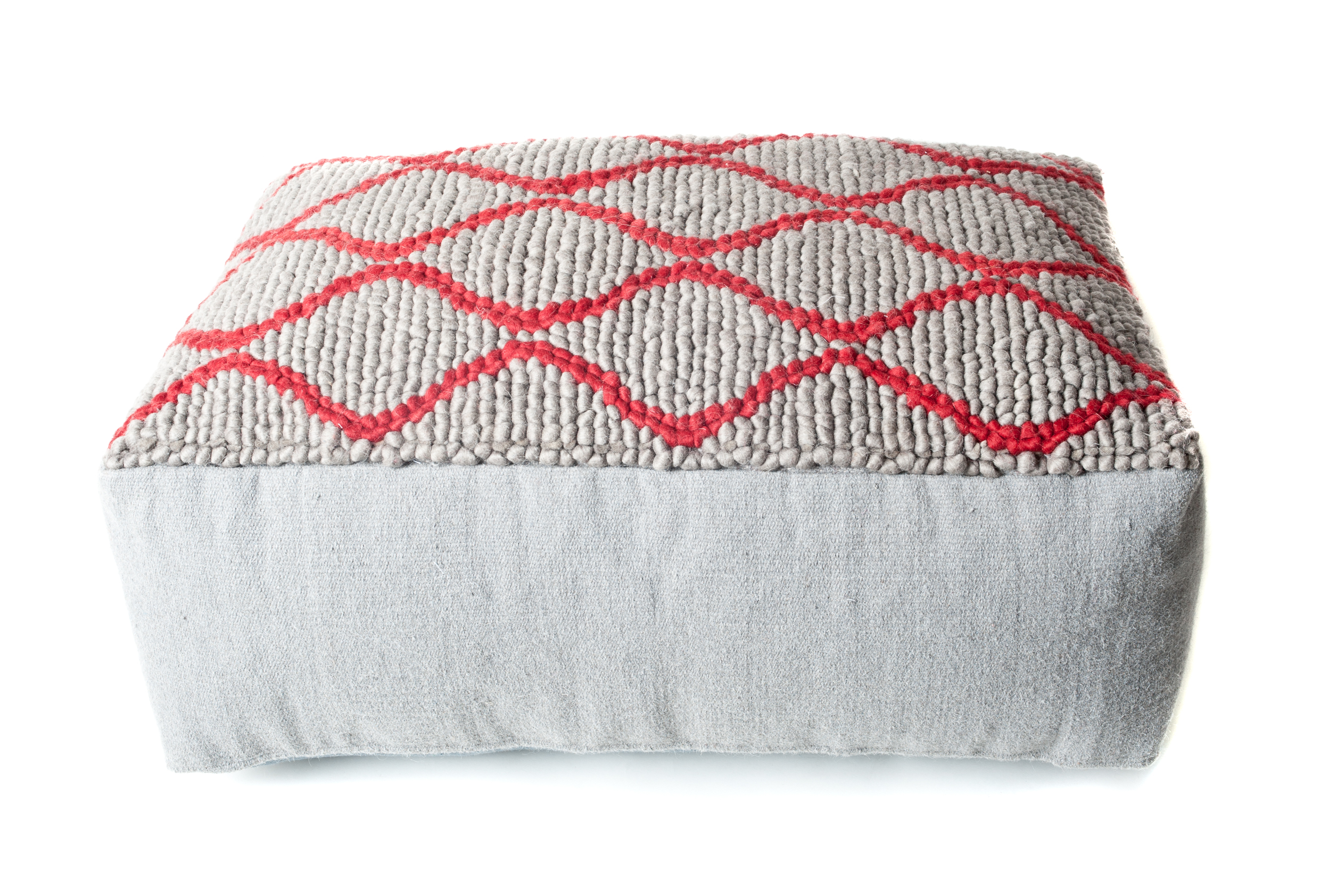 284415.SWL-GRY-RED Swirl Red/ Grey Double Pouf Ottoman by TrendSage