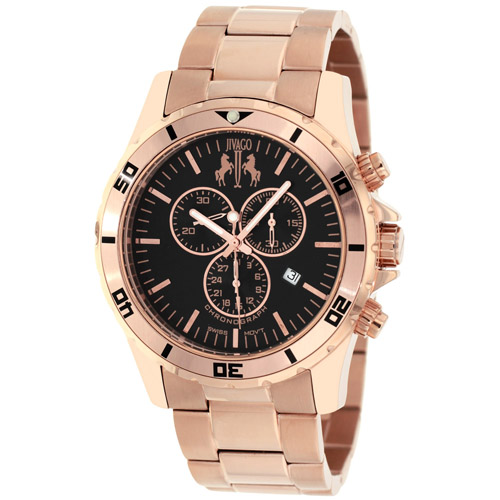 JV6122 Jivago Mens Ultimate Rose Gold Band Black Dial