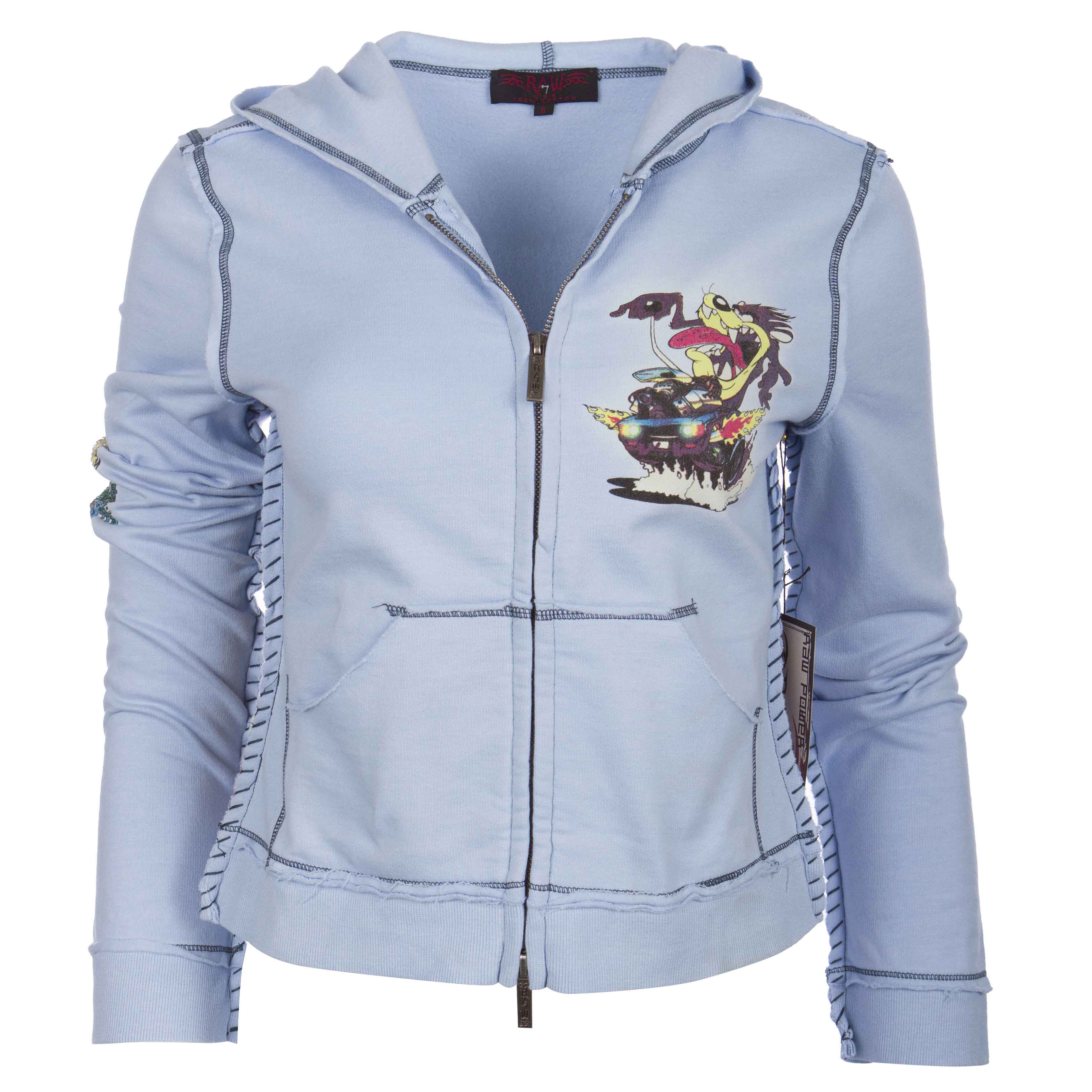 ST86-LT-BLUE Raw7 Women's Light Blue Zip Hoodie - Taz