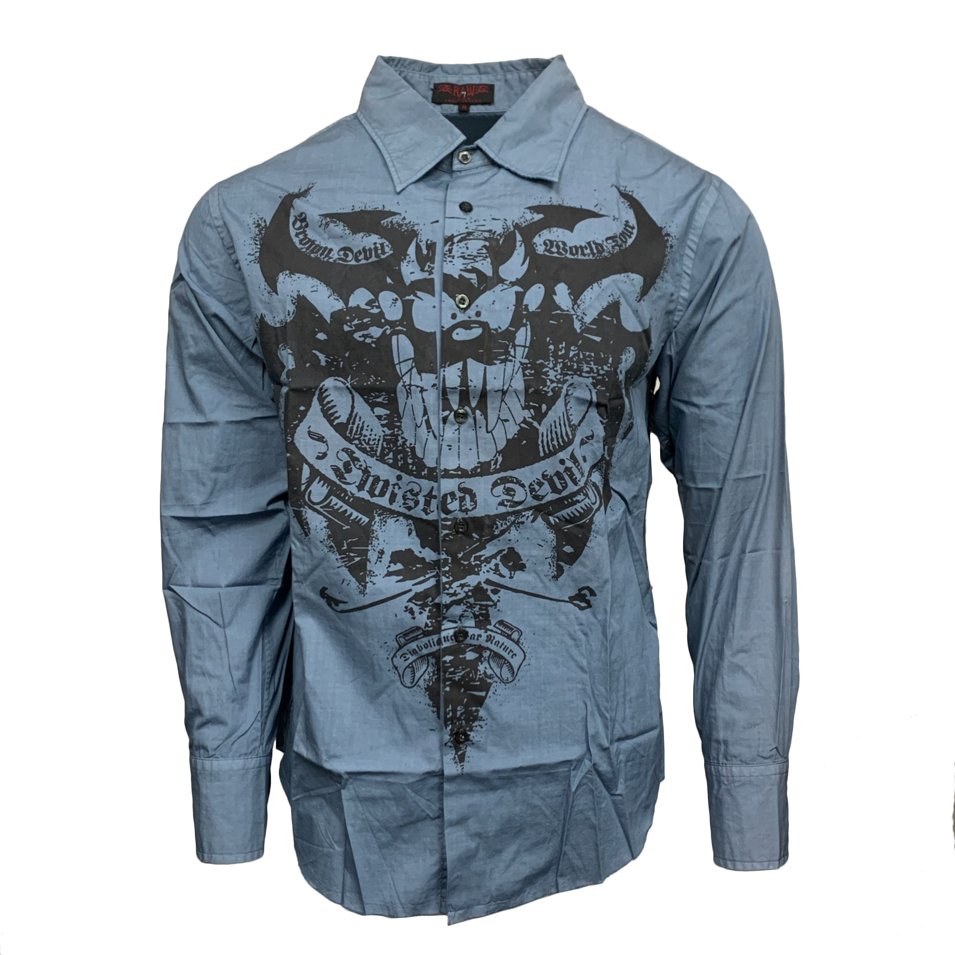 RAW 7 EM63-TAZ-BS Raw7 Looney Tunes Button-Up Shirt Taz - Bluesteel