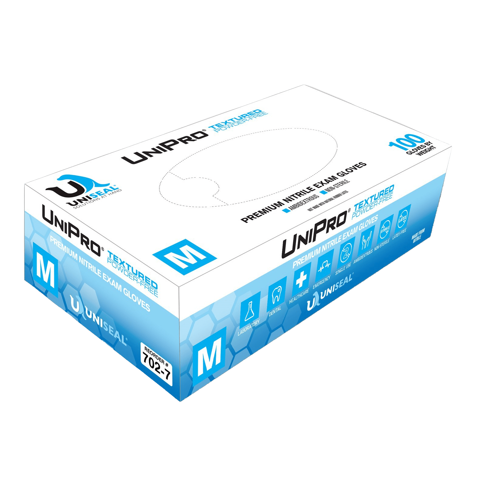 Uniseal UniPro Nitrile Powder-Free Exam Gloves 702-7 Media, Price: $214